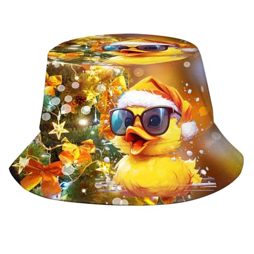 Image of Funny Duck Bucket Hat Fisherman Hat Beach Travel Sun Hat Outdoor Cap for Unisex Men Women