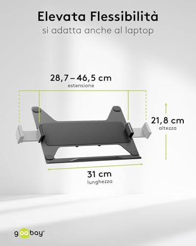Goobay Deluxe - Supporto Per Monitor Da 17 A 32" Plus Un Computer Portatile, Max. 8 Kg, Vesa 75/100 Mm, Nero 74417 - 7