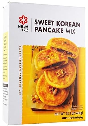 Beksul Korean Sweet Pancake Mix Hotteok Glutinous Rice Flour Based with Filling Mix, 400g Box I DAHLORE