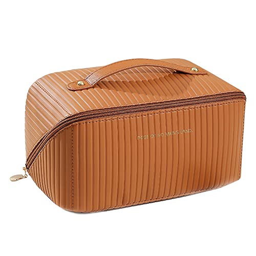 Large Capacity Waterproof Cosmetic Bag,Cream Toast Makeup Bags,Travel Cosmetic Bags,High Appearance Level Portable Toiletry Organizer Bag for Women and Girls(Orange) Romance orange