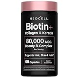 NeoCell Biotin Collagen Keratin Supplement | 80000mcg | 60 Capsules | Beauty B-Complex | Plus Hyaluronic Acid | Hair, Skin, and Nails