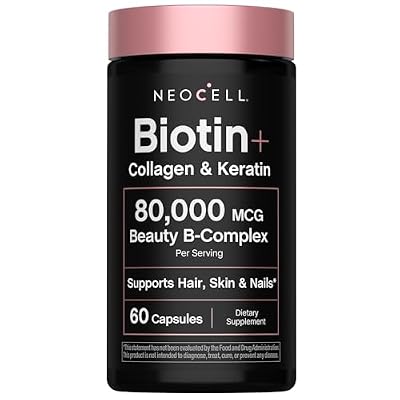 NeoCell Biotin Collagen Keratin Supplement | 80000mcg | 60 Capsules | Beauty B-Complex | Plus Hyaluronic Acid | Hair, Skin, And Nails