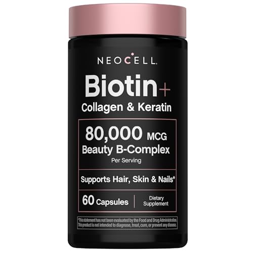 NeoCell Biotin Collagen Keratin Supplement | 80000mcg | 60 Capsules | Beauty B-Complex | Plus Hyaluronic Acid | Hair Skin and Nails