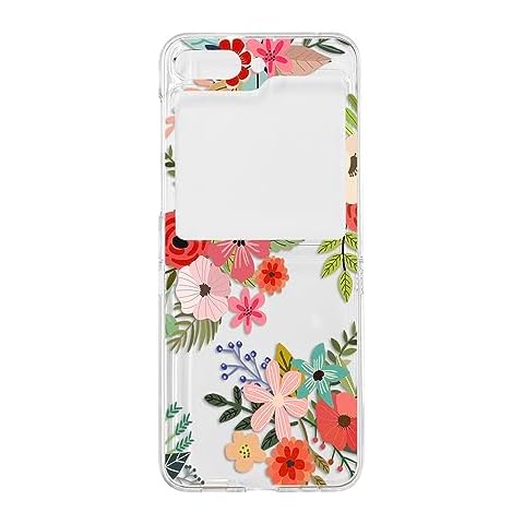 Peachy Life for Samsung Galaxy Z Flip 5 Case, Women Girls Cute Floral Pattern Lovely Flower Style PC Protective Clear Case Compatible with Samsung Galaxy Z Flip 5 (Colorful Petals) Cover