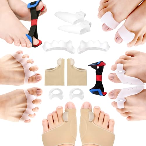 Imagen de Correctores de Juanete,9 Pzs Kit de Separador de Dedos Pies Alivio del Dolor de Juanetes,Juanetes Corrector de Gel Flexible Para Articulación del Dedo Gordo del Pie y Dedo Meñique,Dedos Superpuestos