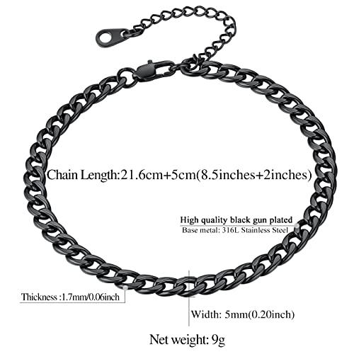 Findchic Black Ankle Bracelets For Women Or Girls Stainless Steel Curb Link Chain Anklets Beach Foot Jewelry 8.5'' 10.5'' Adjustable Anklet Link Chains #TOP5