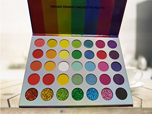 Abelyn Rainbow Eyeshadow Palette High Pigment 35 Shades Matte Shimmer Eye Shadow Pallet Glitter Makeup Colorful #TOP2