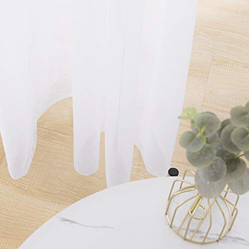 Deconovo Vorhang Transparent Gardinen Transparent Ösenvorhang Weiß – Ansicht 5