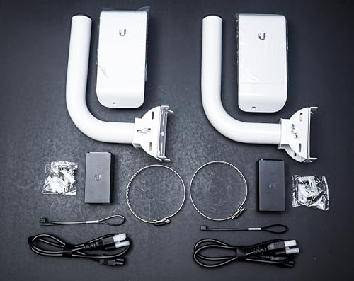 Wireless Bridge Ubiquiti LOCOM2 PRE-CONFIGURED, Bundle of 2 Nanostation LOCO M2 with Both Poles, Point to Point Outdoor WiFi Bridge, Plugh and Play 2.4GHz, 150+Mbps, 10+km Link Range, Network Bridge