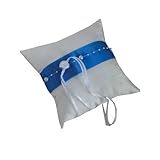 Ein Eyecatcher! Ringkissen-Shop Ringkissen Perlen Satin in verschiedenen Farben  Handarbeit 17x17cm Kissen: offwhite (creme), Band: bordeaux