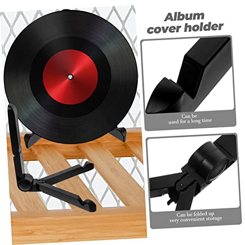 Asakkura 3 Peças Suporte De Disco De Vinil Dobrável De Plástico Preto
