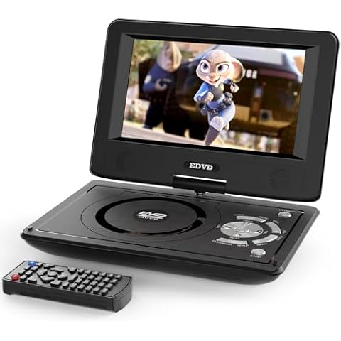 11.5" Portable DVD Player for Kids and Car, 9.5" Swivel HD Screen with 4-6 Hours Built-in Battery, Support Sync Screen to TV, Support SD Card/USB/Multiple Disc Formats (Black) Cover