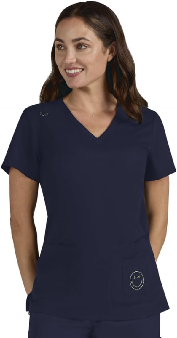 KOI | SmileyWorld Blissful Women's 3-Pocket V-Neck Scrub Top
