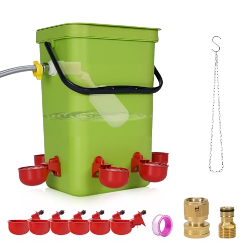 3.2 Gallon Chicken Waterer，Automatic Poultry Waterer Feeder with Float Valve,Hanging Automatic Chicken Water with Hose (One End 3/4") Poultry Waterer Dispenser for Quail Duck Goose Turkeys by LZWUNYXE - Used condition - US$18.42