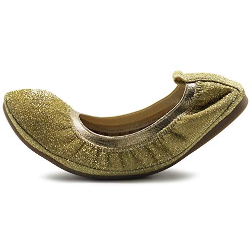 Ollio Women's Shoes Glitter Slip On Comfort Basic Ballet Flats F1182
