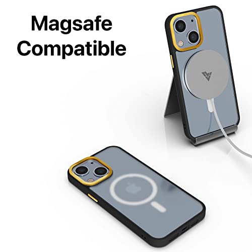 Image of Vaku Luxos Trans Armor MagPro for iPhone 14 Plus Cover Case, 6 Feet Drop, Metal Ring Camera Protection, Shockproof, Scratch Resistant, Slim, Compatible with MagSafe Back Cover - Black & Gold