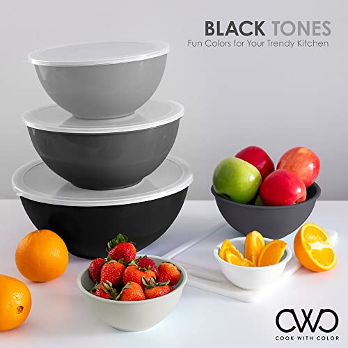 Cook with Color Mixing Bowls with Lids 12 Piece Plastic Nesting Bowls