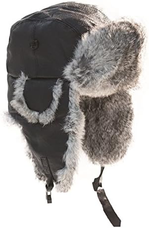 Yukon Tracks Alaskan Hat Black Leather w/Gray Fur S/M HG412