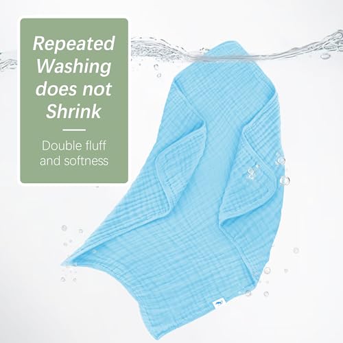 Image of SWEET DOLPHIN Muslin Baby Bath Towels Blanket - 2 Pack 100% Cotton Towel for Babies, Infants, Toddlers - 40x40Inch - Highly Absorbent, Blue