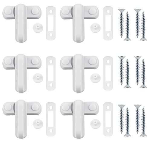 CPROSP Sash Blocker Jammer, 6 Cerraduras de Puertas y Ventanas Tipo T con 12 Tornillos, Seguridad Bloqueo Adicional para Ventana Puerta y Niñon Blanco