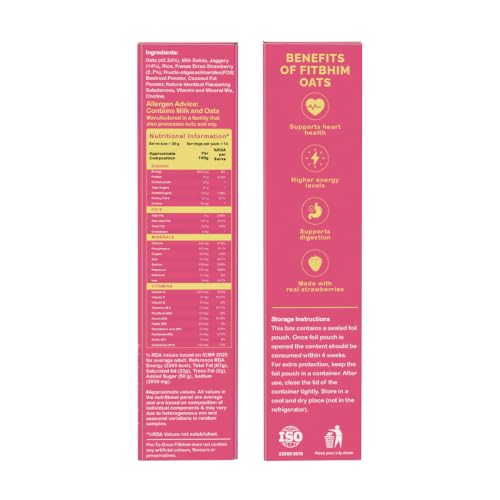 Image of ProToGrow Ready to Eat Strawberry Oats | No Refined Sugar - 300g Box | Instant Breakfast for 3+ yrs | Gluten Free | High Protein & Fibre | 19 Vitamins & Minerals | Real Strawberry, Jaggery