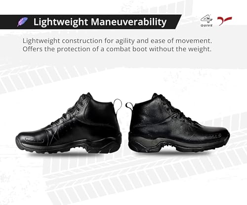 4 WITH QUIVE Sega combat CO-7 Black Boots Men lace up Leather Comfortable, Tactical Boots For Work & Security Slip Resistant (Black, UK Footwear Size System, Adult, Men, Numeric, Medium, 9) - Image 9