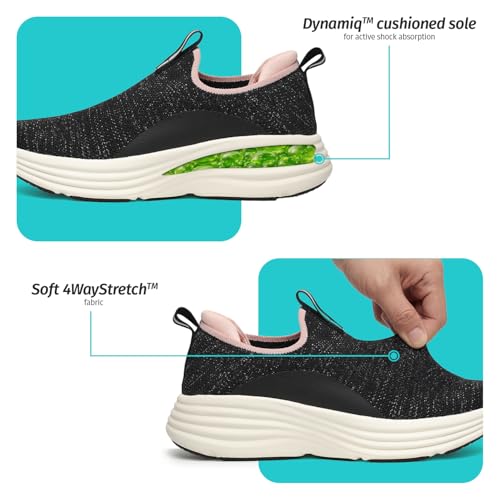 Image of YOHO Women Walking Shoes Rushhour Dynamic | Cushioned, Comfortable, Lightweight & Breathable Knitted Slip-Ons | Every Day Casual Wear Without Lace, Stylish Footwear for Ladies /Girls -900