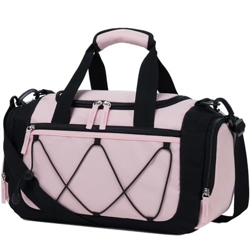 Image of Vorspack Gym Bag for Women - 15 Inches Small Duffle Bag for Travel Lightweight Duffel Bag Personal Item Travel Bag Weekender Bag for Travel Sports Gym - Pink