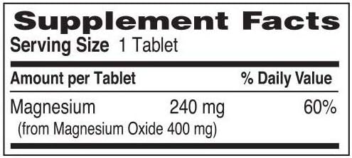 Magnesium Oxide 400 mg Dietary Supplement Tablets Generic MegOx 120 Tablets per Bottle Pack of 4
