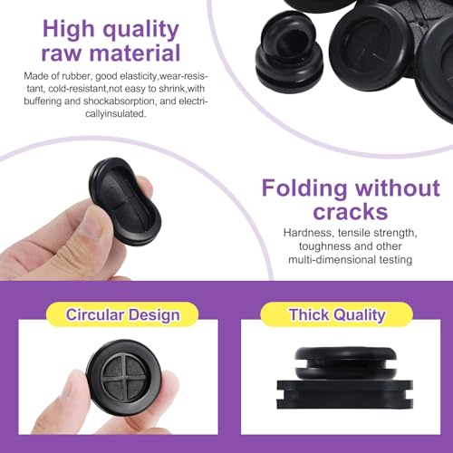 Knpwer 105 Stk Gummitülle Set,11 Größen Gummi Stopfen, Blindstopfen Gummi Sortiment, Kabeldurchführung Gummistopfen, Gummi Kabeldurchführung,mit Craft Messer und Kabelbinder Kit