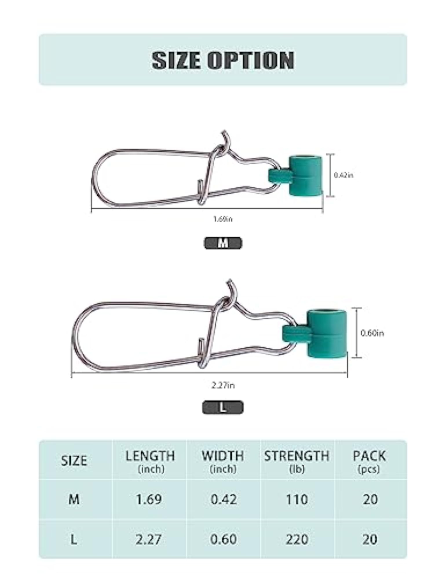20pcs Stainless Steel Fishing Sinker Slide Connectors