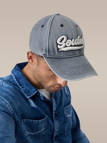 Image of The Souled Store Baseball Cap | Lightweight 100% Cotton Embroidered Logo Baseball Hat | Premium Denim Adjustable Cap for Men & Women | Stylish Casual Streetwear Hat