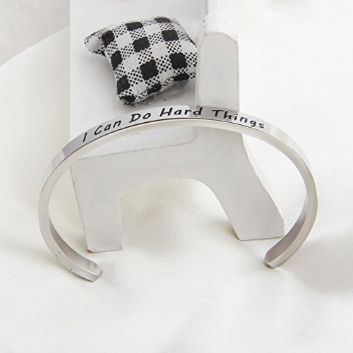 MAOFAED I can do hard things Cuff Bracelet Inspiration Jewelry Goddaughter gifts (Silver) - Image 6