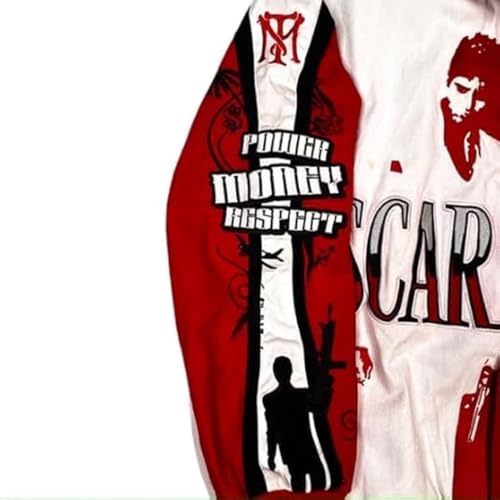 Tony Montana Scarface Red and White Fleece Jacket by Jeff Hamilton3
