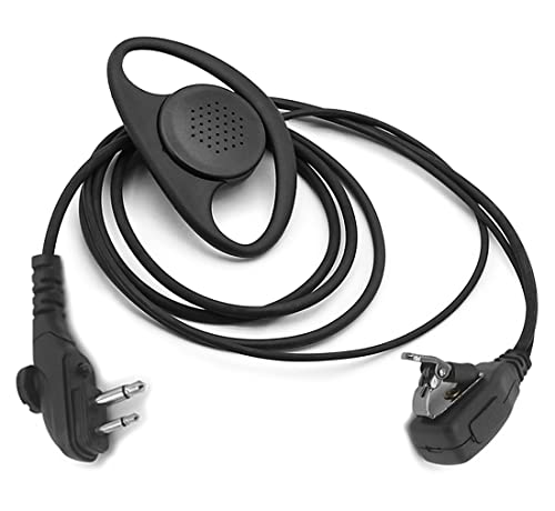 SUNDELY D-shape Headset Earpiece Compatible with Midland Radio G15Pro G18 HYT Hytera BD615 HYT2100 PD405 PD415 PD485 PD505 PD565 TC-610 Walkie Talkie Hidden Mic & PTT 2-pin with Screw