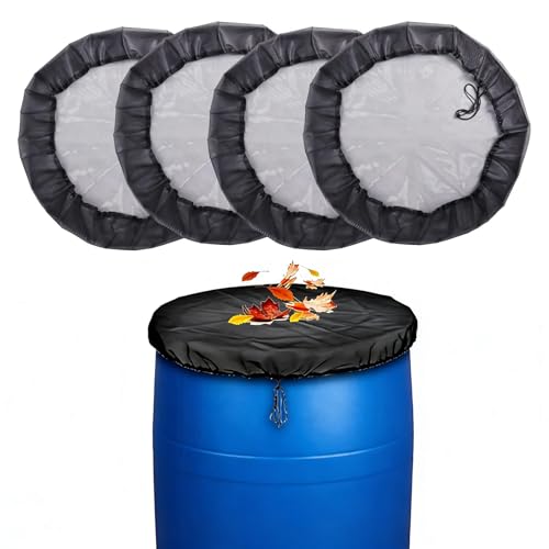4Pack 39 Mesh Cover for Rain Barrel with Drawstring Water Collection Buckets Cover Rain Collection Barrels Netting Screen to Keep Leaves and Debris Out