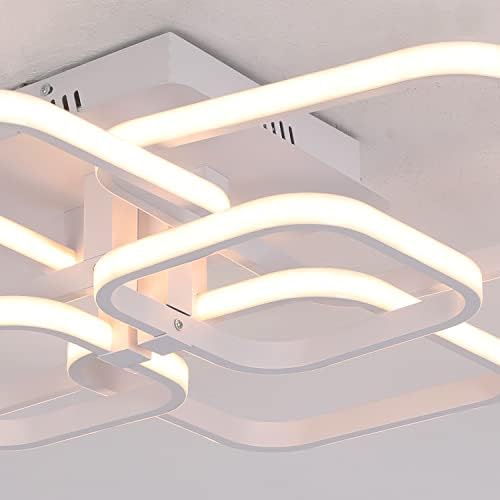 Vinilky Modern Led Ceiling Lights,6 White Squares Lighting Chandeliers Indoor Flush Mount Hanging Lamp Acrylic Lighting Fixture for Living Room Bedroom Lounge