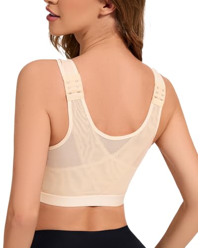 Front Close Wireless Bras for Women - Front Closure Posture Bra no Underwire- Back Support Minimizer Bra2