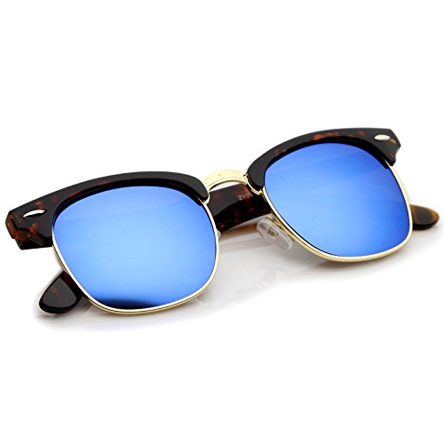 zeroUV - Half Frame Semi Rimless Sunglasses for Men Women with Colored Mirror Lens 50mm4