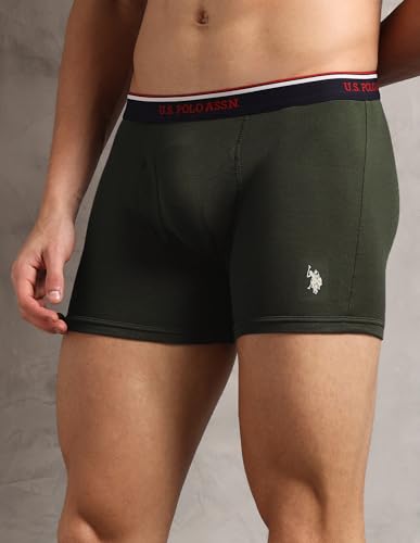 Image of U.S. Polo ASSN. Men's I667 Ribbed Cotton Mid Rise Underwear Trunks - Pack of 1