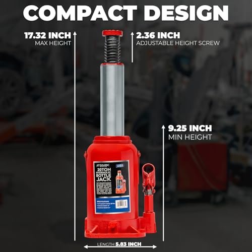 Image of XtremepowerUS Hydraulic Bottle Jack (20 Ton) Portable Hydraulic Jack Lift Height Farm RV Truck Equipment Automotive Shop