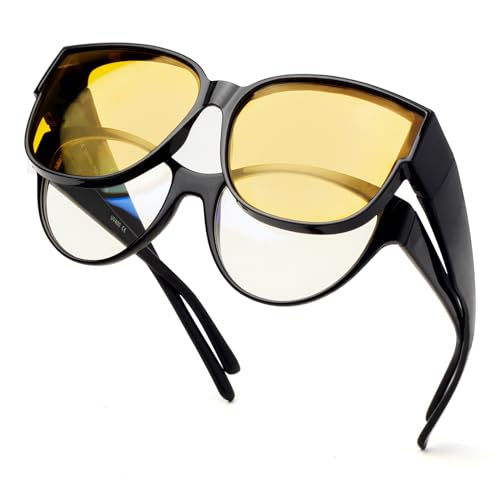 Face Shadow Night Driving Glasses Ultralight to Fit Over Glasses for Women Men, Anti Glare Polarized HD Night Vision Glasses