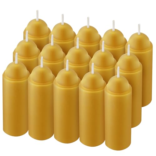 Dunkive 15 Pcs 15H Natural Beeswax Candles for Candle Lanterns,