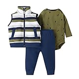 Babykleidung 3Pcs Strampler Gilet Hose Outfits Junge Mädchen Langarm T-Shirt Weste Baumwolle Overall Body Frühling Herbst Neugeborene Geschenk 18-24 Monate