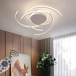 LED Ceiling Light Dimmable Living Room Kitchen Flush Hanging Lamp Modern Spiral Flower Shape Ceiling Lamp Fixture,Bedroom Ceiling Chandelier Lighting with Remote Control,White,Ø22″/72W