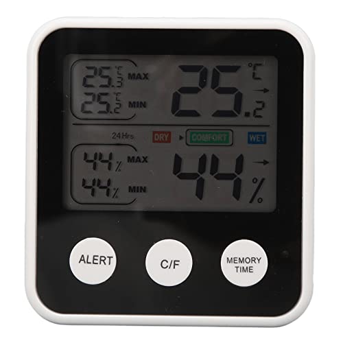 Digital Hygrothermograph, Realtime Monitoring 45° Frame Temperature Humidity Lcd Meter Bold Font Abs For Home (Black) #TOP6
