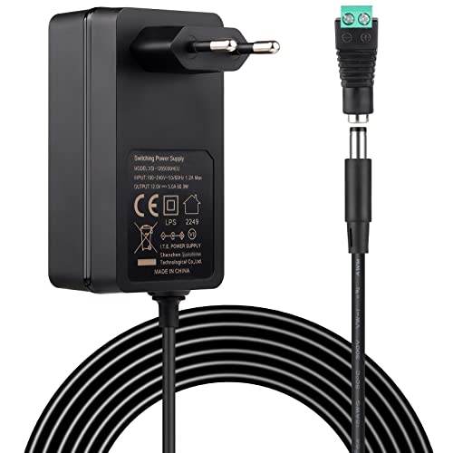 Zertifiziertes Netzteil 12V 5A 3A 2A 1A Adapter, AC 100-240V bis DC 12 Volt 5 Amp 60W Stromversorgung, universal netzteil AC-DC Adapter Steckernetzteil 12v für LED Beleuchtung, DVD, TFT Monitor