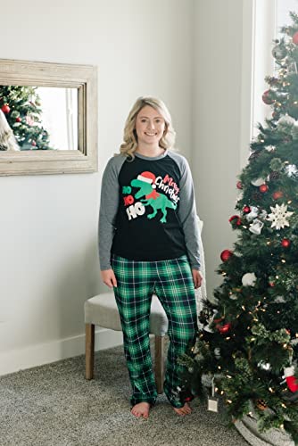 Image of IFFEI Matching Family Pajamas Sets Christmas PJ's with Letter and Plaid Printed Long Sleeve Tee and Bottom Loungewear