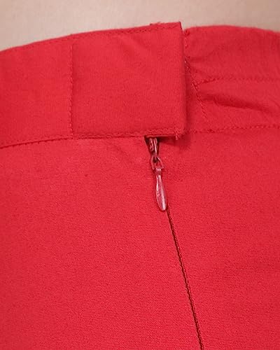 Image of POPWINGS Women Casual Mid Rise Stretchable Red Cotton Trouser