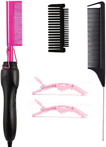 Pink Hot Comb Electric Hot Comb Heating Pressing Combs Hair Straightening [Power:42w]
